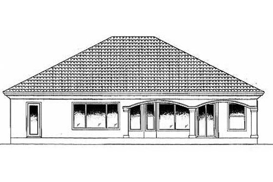 Exterior - Rear Elevation for Mediterranean House Plan #27-256 - 4 bed, 3 bath