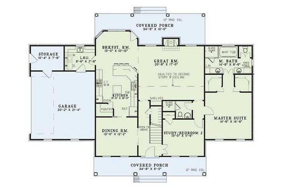Floor Plan - Main Floor for Country House Plan #17-205 - 5 bed, 3 bath