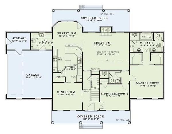 Architectural House Design - Country Floor Plan - Main Floor Plan #17-205