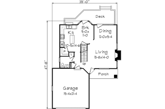 Floor Plan - Main Floor for European House Plan #57-133 - 3 bed, 2.5 bath