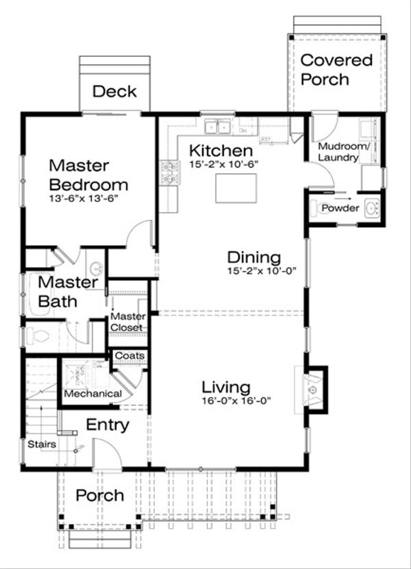 House Blueprint - Craftsman Floor Plan - Main Floor Plan #434-13