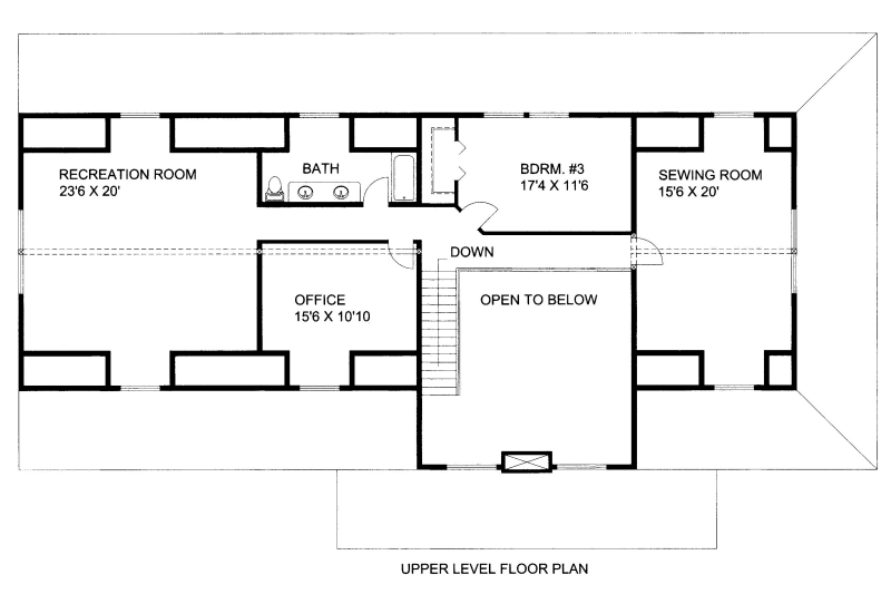 House Blueprint - Floor Plan - Upper Floor for Cabin House Plan #117-758 - 5 bed, 3.5 bath