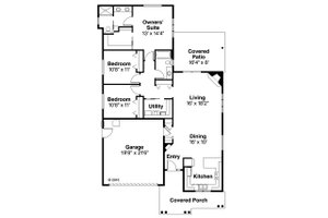 Floor Plan - Main Floor for Craftsman House Plan #124-899 - 3 bed, 2 bath