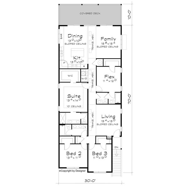 Architectural House Design - Floor Plan - Main Floor for Contemporary House Plan #20-2619 - 4 bed, 3 bath