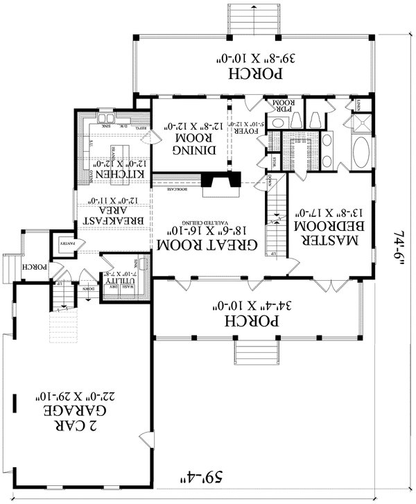 House Blueprint - Cottage Floor Plan - Main Floor Plan #137-386