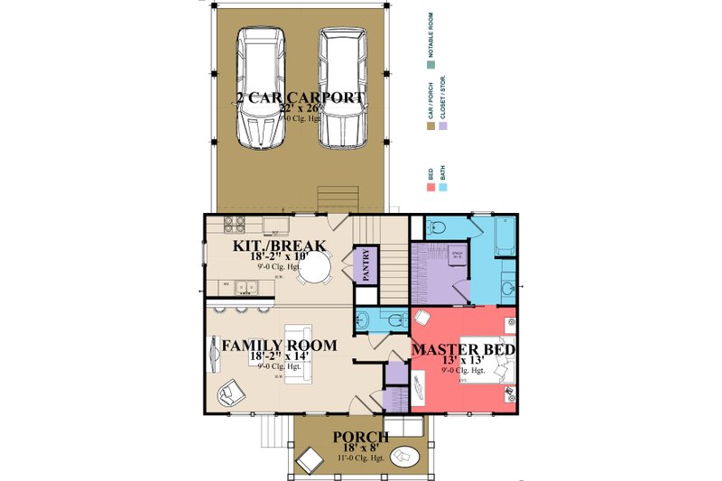 Architectural House Design - Floor Plan - Main Floor for Classical House Plan #63-401 - 3 bed, 2 bath