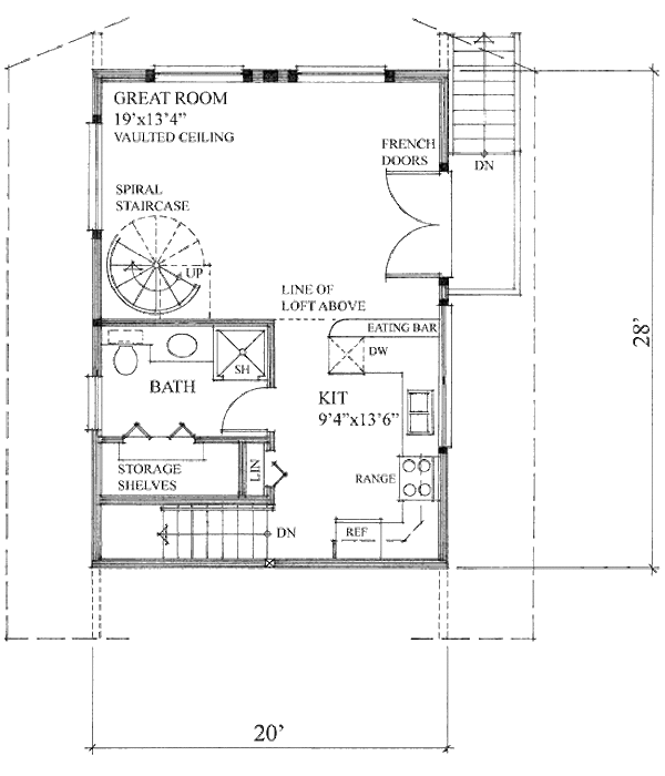 Dream House Plan - Cabin Floor Plan - Main Floor Plan #118-116