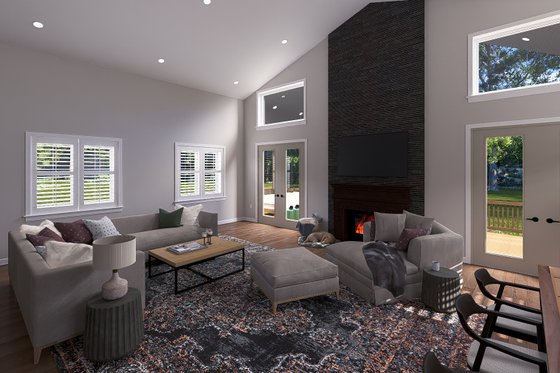 Interior - Family Room for Cabin House Plan #1060-355 - 2 bed, 2 bath