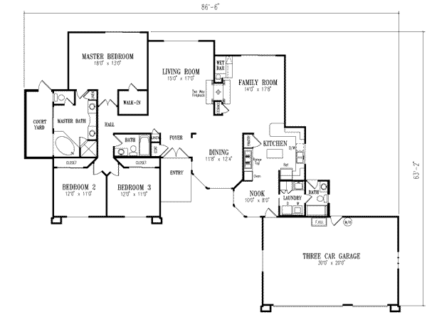 Dream House Plan - Adobe / Southwestern Floor Plan - Main Floor Plan #1-475