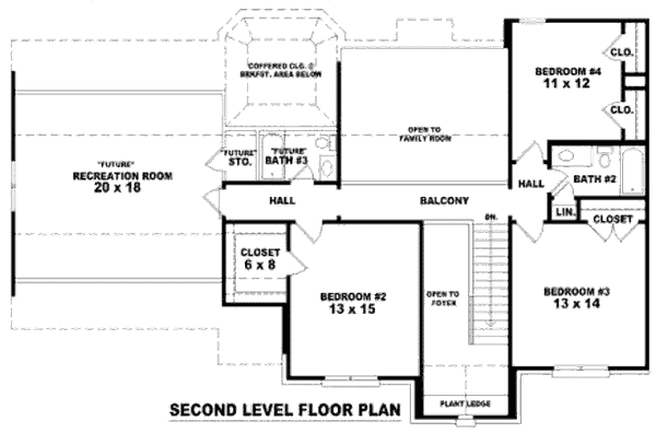 Floor Plan - Upper Floor for Traditional House Plan #81-13705 - 4 bed, 3.5 bath