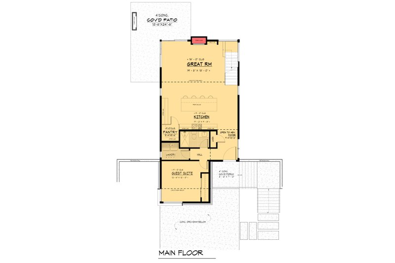 Home Plan - Floor Plan - Main Floor for Contemporary House Plan #1066-298 - 2 bed, 2 bath