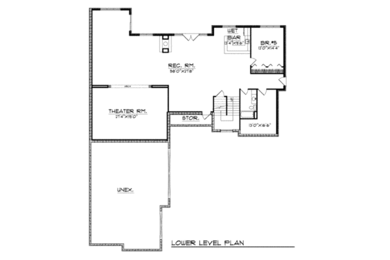 Floor Plan - Lower Floor for Traditional House Plan #70-539 - 4 bed, 3.5 bath