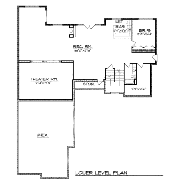 Traditional Floor Plan - Lower Floor Plan #70-539