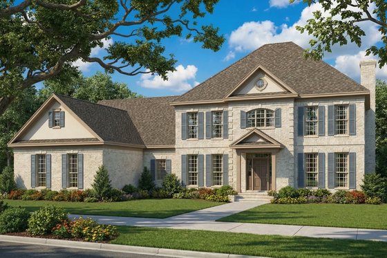 Exterior - Front Elevation 3 for Colonial House Plan #17-1182 - 5 bed, 3.5 bath