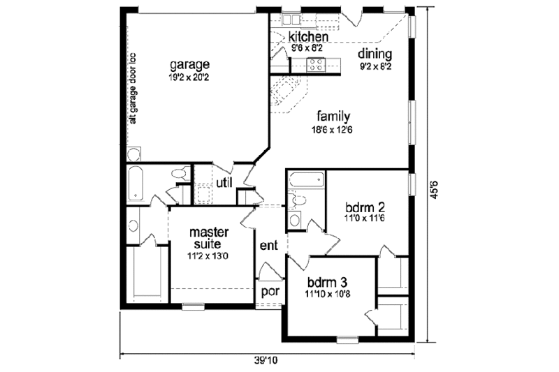 Traditional Style House Plan - 3 Beds 2 Baths 1280 Sq/Ft Plan #84-298 ...