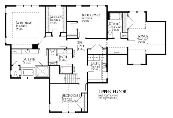 Tudor Floor Plan - Upper Floor Plan #901-159