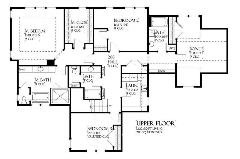 Home Plan - Floor Plan - Upper Floor for Tudor House Plan #901-159 - 4 bed, 3.5 bath