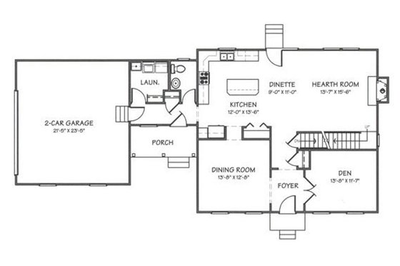 Floor Plan - Main Floor for Colonial House Plan #446-2 - 4 bed, 2.5 bath
