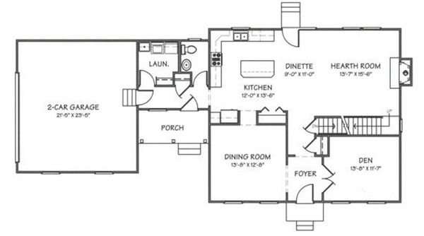 Colonial Floor Plan - Main Floor Plan #446-2