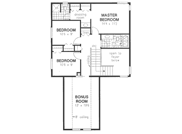 Traditional Floor Plan - Upper Floor Plan #18-9048