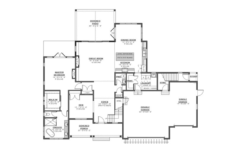 House Design - Floor Plan - Main Floor for Farmhouse House Plan #1086-8 - 4 bed, 3.5 bath
