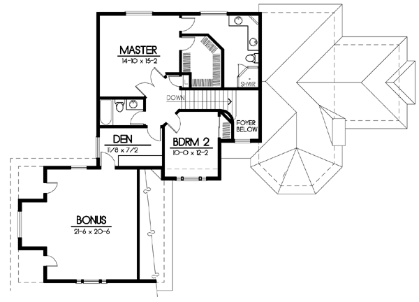 Traditional Floor Plan - Upper Floor Plan #100-443