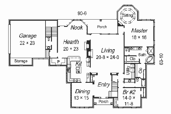 Floor Plan - Main Floor for European House Plan #329-324 - 5 bed, 5.5 bath