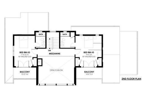 Floor Plan - Upper Floor for Modern House Plan #1042-20 - 4 bed, 4.5 bath