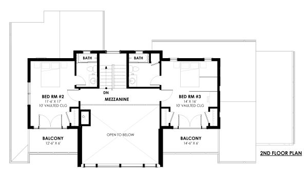 Modern Floor Plan - Upper Floor Plan #1042-20