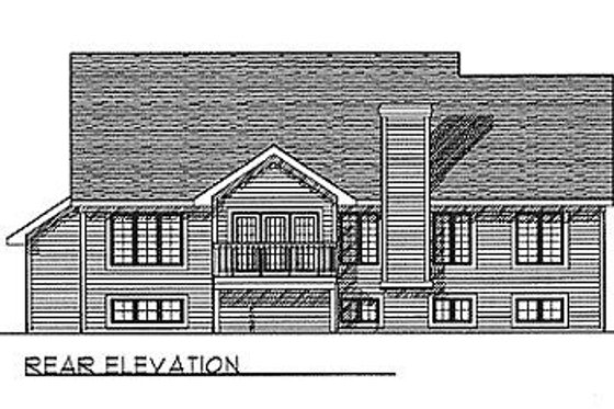 Exterior - Rear Elevation for Traditional House Plan #70-211 - 3 bed, 2 bath