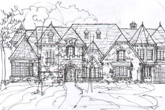 Exterior - Front Elevation for Tudor House Plan #141-281 - 5 bed, 6.5 bath