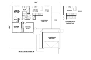 Floor Plan - Main Floor for Ranch House Plan #116-232 - 3 bed, 2 bath