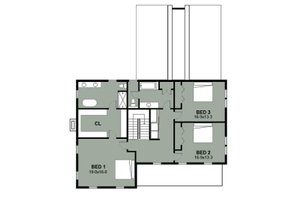 Floor Plan - Upper Floor for Farmhouse House Plan #497-15 - 3 bed, 2.5 bath