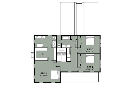 Floor Plan - Upper Floor for Farmhouse House Plan #497-15 - 3 bed, 2.5 bath