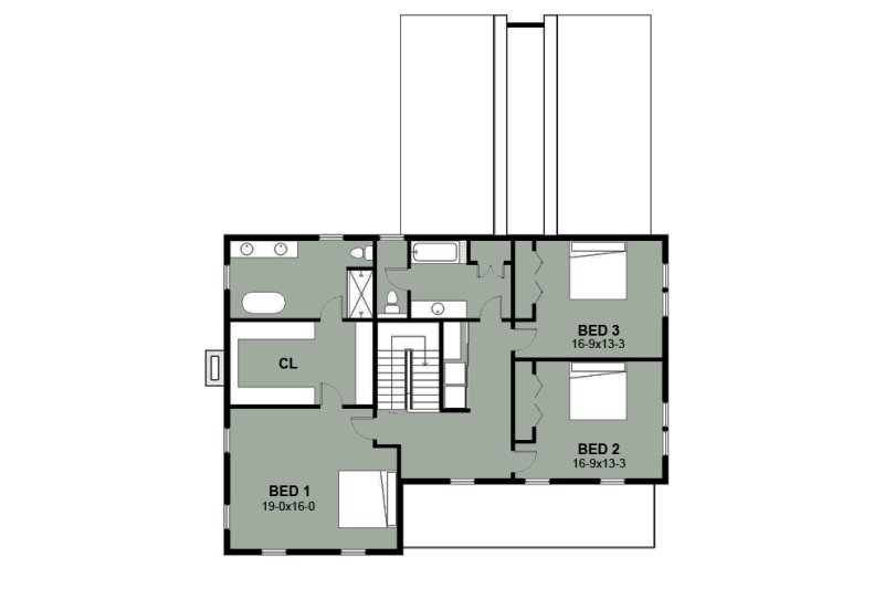 Dream House Plan - Floor Plan - Upper Floor for Farmhouse House Plan #497-15 - 3 bed, 2.5 bath