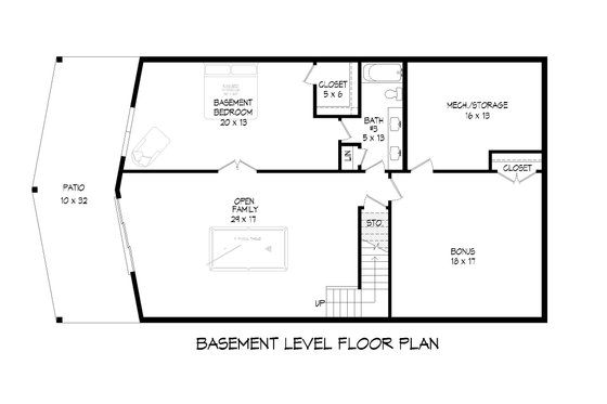 Floor Plan - Lower Floor for Country House Plan #932-658 - 4 bed, 3 bath