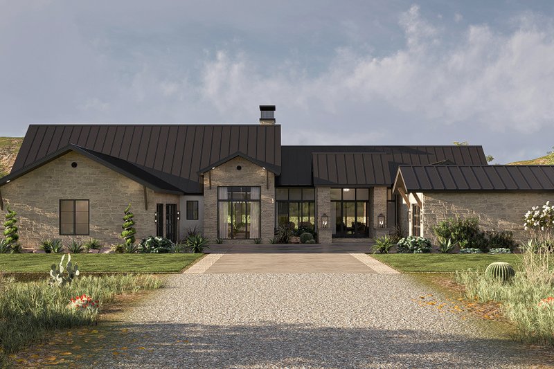 House Blueprint - Southern Exterior - Front Elevation Plan #455-401