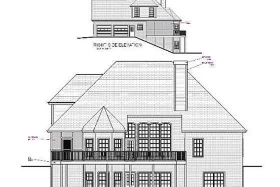Exterior - Rear Elevation for European House Plan #56-178 - 4 bed, 3 bath