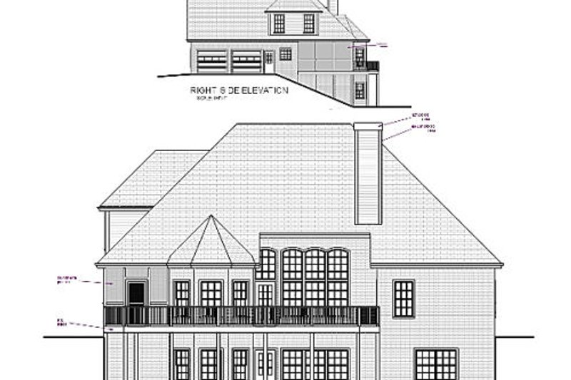 Home Plan - Exterior - Rear Elevation for European House Plan #56-178 - 4 bed, 3 bath
