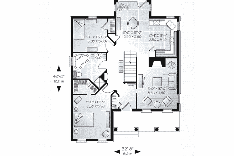 Dream House Plan - Floor Plan - Main Floor for Traditional House Plan #23-474 - 2 bed, 1 bath