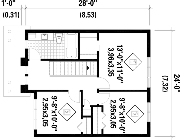 House Blueprint - Farmhouse Floor Plan - Upper Floor Plan #25-5048