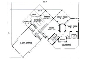 Floor Plan - Main Floor for European House Plan #67-574 - 3 bed, 3.5 bath