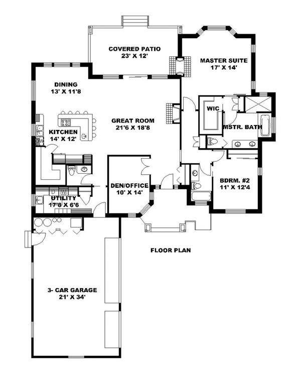 Architectural House Design - Ranch Floor Plan - Main Floor Plan #117-872