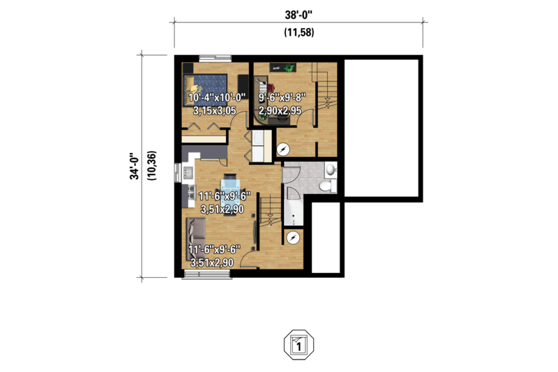 Architectural House Design - Floor Plan - Lower Floor 1 for Contemporary House Plan #25-4401 - 4 bed, 2.5 bath