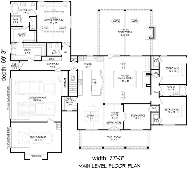 Farmhouse Floor Plan - Main Floor Plan #932-1125