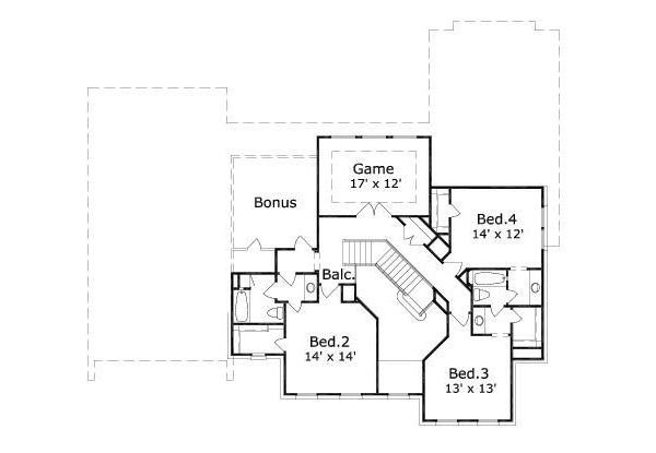 Floor Plan - Upper Floor for Traditional House Plan #411-768 - 4 bed, 3.5 bath