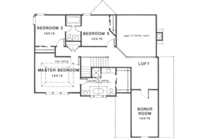 Floor Plan - Upper Floor for Traditional House Plan #129-149 - 3 bed, 2.5 bath