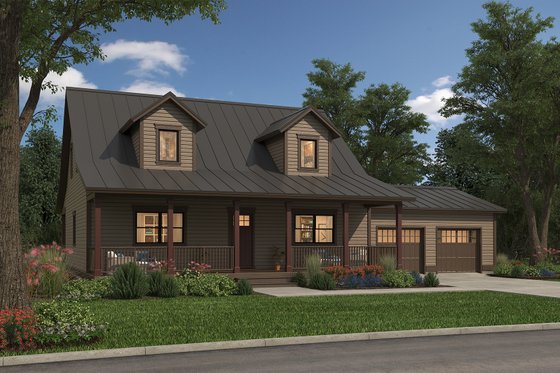 Exterior - Front Elevation 3 for Farmhouse House Plan #497-69 - 3 bed, 3.5 bath