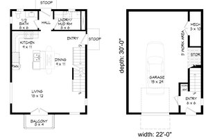 Floor Plan - Main Floor for Contemporary House Plan #932-292 - 2 bed, 2.5 bath