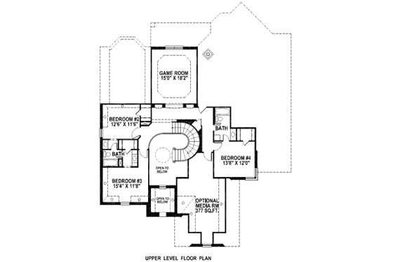 Floor Plan - Upper Floor for European House Plan #141-207 - 5 bed, 4.5 bath